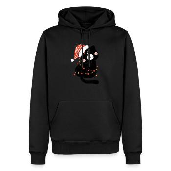 Black Cat Santa Claus Tangled Up In Merry Christma - Men’s Premium Organic Hoodie - black - Front - Nico (187cm)