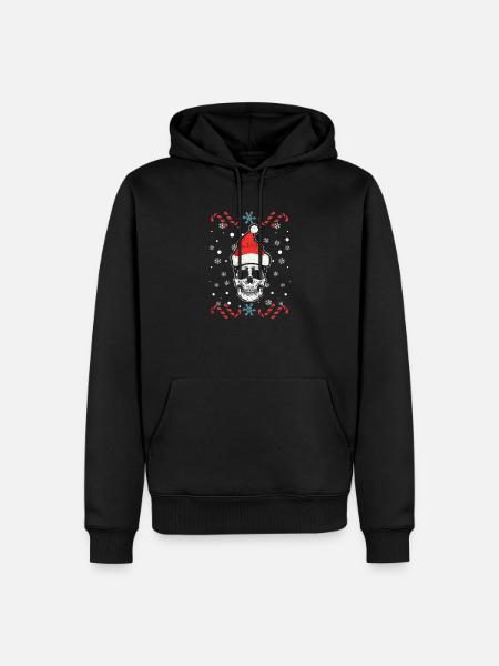 Piratenschädel Weihnachtsmannmütze Weihnachtspyjam - Männer Premium Bio Hoodie - Schwarz