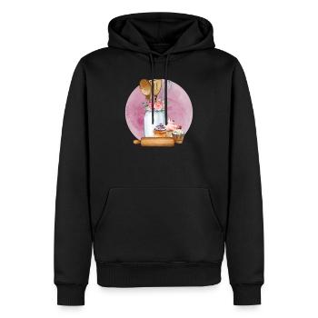 Boulangerie Baker Boulangerie Boulangerie Gâteau de confiserie - Sweat à capuche Premium bio Homme - noir - Devant - Nico (187cm)
