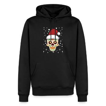 Sugar Skull Santa Claus Hut Drôle de Noël - Sweat à capuche Premium bio Homme - noir - Devant - Nico (187cm)