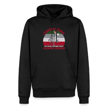 Chingedy Ching Der italienische Weihnachtsesel - Männer Premium Bio Hoodie - Schwarz - Vorne - Nico (187cm)