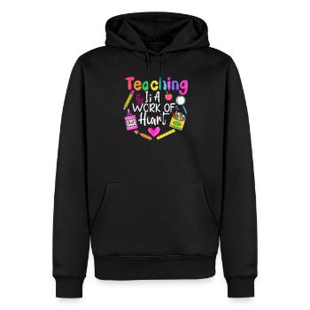 Enseignants Enseignants École Enseignants Personnel enseignant - Sweat à capuche Premium bio Homme - noir - Devant - Nico (187cm)