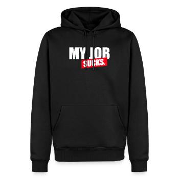 My job sucks - Men’s Premium Organic Hoodie - black - Front - Nico (187cm)
