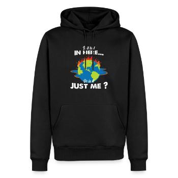 Global warming funny Earth burns and sweats - Men’s Premium Organic Hoodie - black - Front - Nico (187cm)
