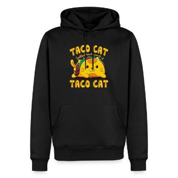 Funny Cute Tacocat Taco Cat Spelled Backward - Men’s Premium Organic Hoodie - black - Front - Nico (187cm)