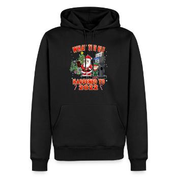 Weihnachtshumor Was der Elf 2022 passiert ist - Männer Premium Bio Hoodie - Schwarz - Vorne - Nico (187cm)