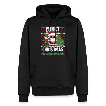 Joyeux Noël K Pop Noël - Sweat à capuche Premium bio Homme - noir - Devant - Nico (187cm)
