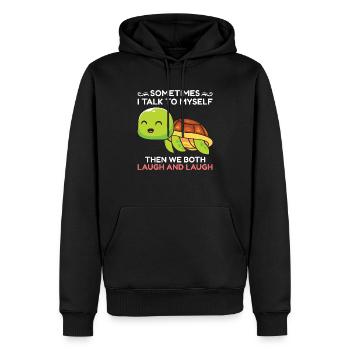 Drôle de tortue de mer Tortue de mer Eau de mer - Sweat à capuche Premium bio Homme - noir - Devant - Nico (187cm)