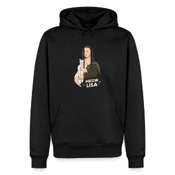 Mona Lisa Cat Art Amoureux des chats - Sweat à capuche Premium bio Homme - noir - Devant - Nico (187cm)