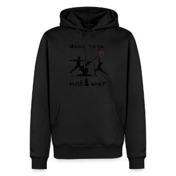 Make Yoga not war - Männer Premium Bio Hoodie - Schwarz - Vorne - Nico (187cm)