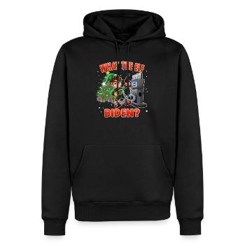 Was der Elf Biden Funny Humor Weihnachten 2022 - Männer Premium Bio Hoodie - Schwarz - Vorne - Nico (187cm)