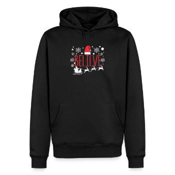 Glaube Weihnachten Weihnachtsmann Mütze Christlich - Männer Premium Bio Hoodie - Schwarz - Vorne - Nico (187cm)