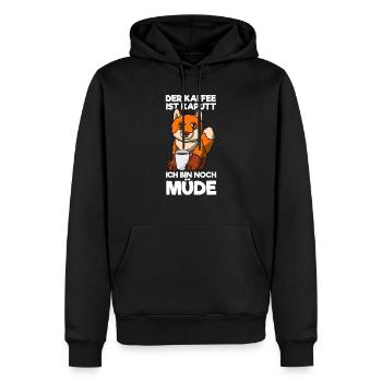 Der Kaffee Ist Kaputt Ich Bin Noch Müde Fuchs - Männer Premium Bio Hoodie - Schwarz - Vorne - Nico (187cm)