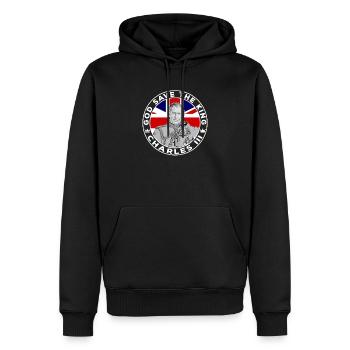 Famille royale britannique Le roi Charles III God Save The - Sweat à capuche Premium bio Homme - noir - Devant - Nico (187cm)