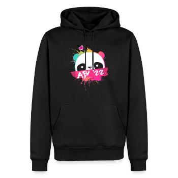 Abi '22 Motto mit süßem Panda - Abitur 2022 - Männer Premium Bio Hoodie - Schwarz - Vorne - Nico (187cm)