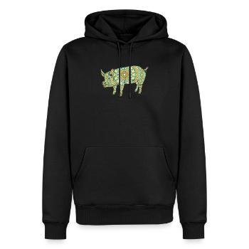 Mandala Cochon Motif Géométrique Art - Sweat à capuche Premium bio Homme - noir - Devant - Nico (187cm)