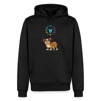 Drôle d’amoureux des chiens Horoscope Taureau Signe du zodiaque Cool - Sweat à capuche Premium bio Homme - noir - Devant - Nico (187cm)