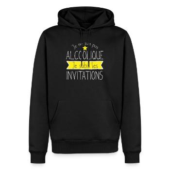 Je ne suis pas alcoolique je subis les invitations - Sweat à capuche Premium bio Homme - noir - Devant - Nico (187cm)
