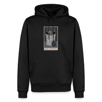 Carte de tarot ermite ermite raton laveur - Sweat à capuche Premium bio Homme - noir - Devant - Nico (187cm)