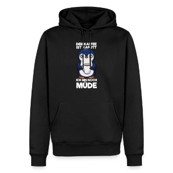 Der Kaffee Ist Kaputt Ich Bin Noch Müde Pinguin - Männer Premium Bio Hoodie - Schwarz - Vorne - Nico (187cm)