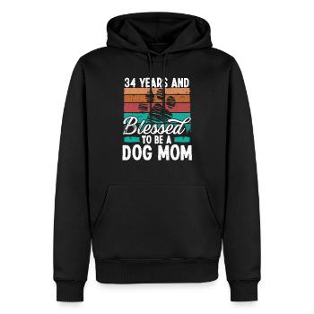 Chien de 34 ans Maman 34 Anniversaire Rétro Chien Mère - Sweat à capuche Premium bio Homme - noir - Devant - Nico (187cm)