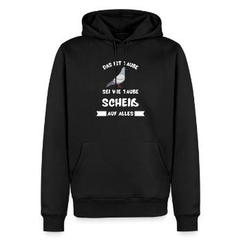 Das ist Taube T-Shirt mit lustigem Spruch - Männer Premium Bio Hoodie - Schwarz - Vorne - Nico (187cm)
