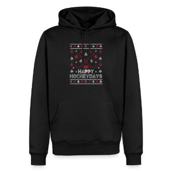 Drôle de joueur de hockey sur glace de Noël Fan Noël - Sweat à capuche Premium bio Homme - noir - Devant - Nico (187cm)