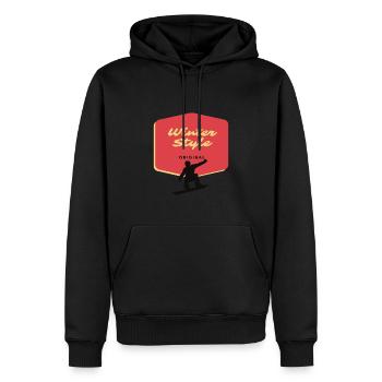 Winter Style - Männer Premium Bio Hoodie - Schwarz - Vorne - Nico (187cm)