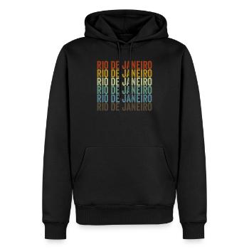 Rio de Janeiro Brésil Rétro Vintage - Sweat à capuche Premium bio Homme - noir - Devant - Nico (187cm)