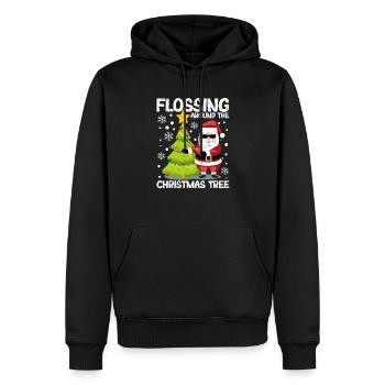 Passer la soie dentaire autour de l’arbre du Père Noël - Sweat à capuche Premium bio Homme - noir - Devant - Nico (187cm)