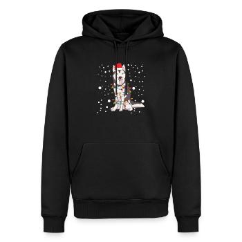 Siberian Husky Weihnachtsmütze Weihnachtsbaum - Männer Premium Bio Hoodie - Schwarz - Vorne - Nico (187cm)