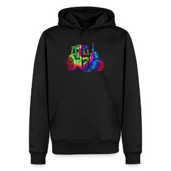 Agriculteur Tie Dye années 80 années 90 - Sweat à capuche Premium bio Homme - noir - Devant - Nico (187cm)