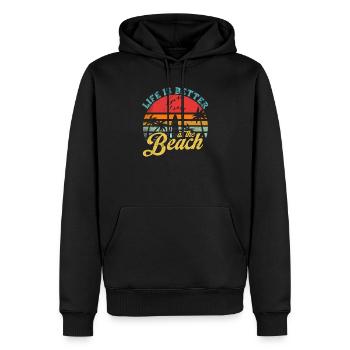 Das Leben ist besser am Strand Retro Summer Cool - Männer Premium Bio Hoodie - Schwarz - Vorne - Nico (187cm)