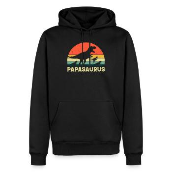 Papa Dino Papasaurus with three Kids - Dinosaur Pa - Männer Premium Bio Hoodie - Schwarz - Vorne - Nico (187cm)