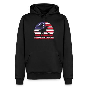 Drapeau américain Papa Dinosaure - Papasaurus - Sweat à capuche Premium bio Homme - noir - Devant - Nico (187cm)
