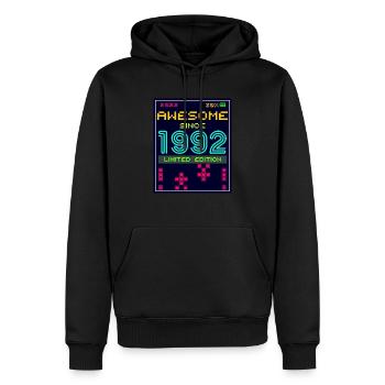 Awesome since 1992 limited edition - Men’s Premium Organic Hoodie - black - Front - Nico (187cm)