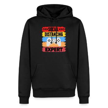 Expert en distanciation sociale chemise de jeu amusante - Sweat à capuche Premium bio Homme - noir - Devant - Nico (187cm)