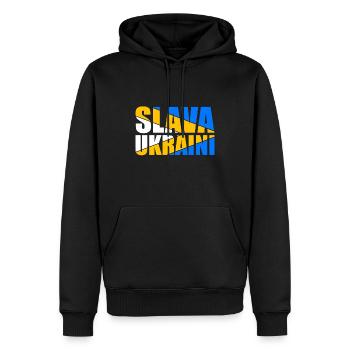 Ukraine Peace Slava - Männer Premium Bio Hoodie - Schwarz - Vorne - Nico (187cm)