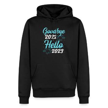 2 Goodbye 2022 hello 2023 - Männer Premium Bio Hoodie - Schwarz - Vorne - Nico (187cm)