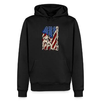 Amerikanische Ringen Patriotische Ringer Usa Flag - Männer Premium Bio Hoodie - Schwarz - Vorne - Nico (187cm)