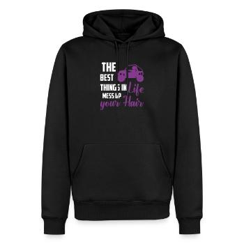 The Best Things In Life Mess Up Hair, Lustig UTV - Männer Premium Bio Hoodie - Schwarz - Vorne - Nico (187cm)
