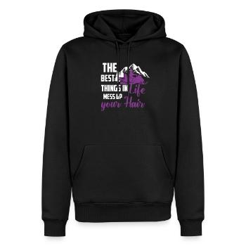 The Best Things In Life Mess Up Hair Schneemobil - Männer Premium Bio Hoodie - Schwarz - Vorne - Nico (187cm)