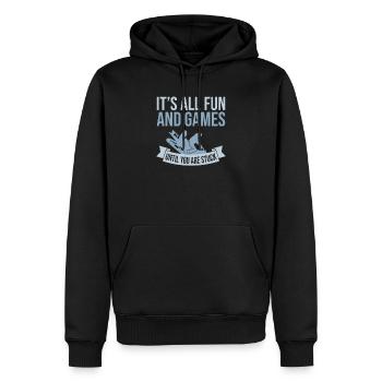 It's All Fun & Games You Got Stuck Schneemobil - Männer Premium Bio Hoodie - Schwarz - Vorne - Nico (187cm)