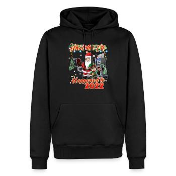 Funny Christmas 2022 - Was der Elf passiert ist 20 - Männer Premium Bio Hoodie - Schwarz - Vorne - Nico (187cm)
