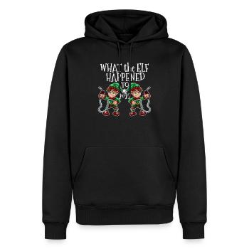 Elfe de Noël 2022 - Ce que l’elfe est arrivé à 2022 - Sweat à capuche Premium bio Homme - noir - Devant - Nico (187cm)