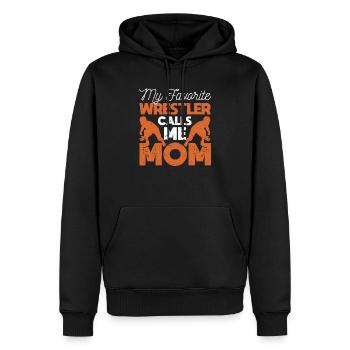 Mon lutteur préféré m’appelle Mama Wrestling - Sweat à capuche Premium bio Homme - noir - Devant - Nico (187cm)