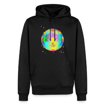 American Curl Cat Rainbow Space Star Black - Men’s Premium Organic Hoodie - black - Front - Nico (187cm)