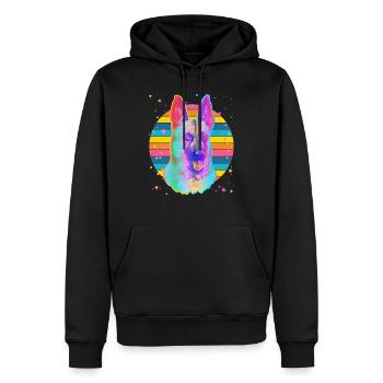 Belgian Malinois Dog Rainbow Space Black - Men’s Premium Organic Hoodie - black - Front - Nico (187cm)