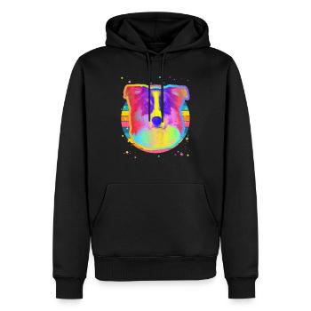 Border Collie Dog Rainbow Space Black - Men’s Premium Organic Hoodie - black - Front - Nico (187cm)