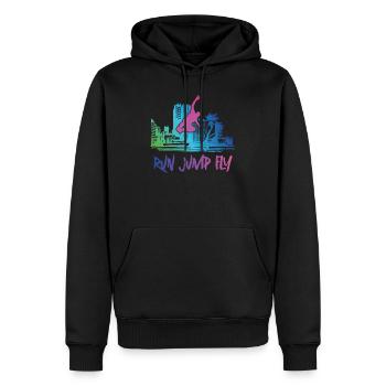 Parkour Free Running Traceur 80s - Sweat à capuche Premium bio Homme - noir - Devant - Nico (187cm)